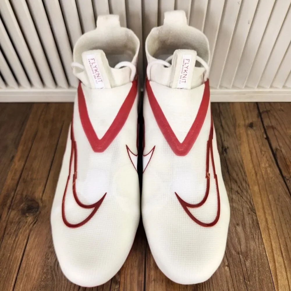 Nike Alpha Menace Elite 3 Mens Size 12.5 White Red Football Cleats DM1792-100